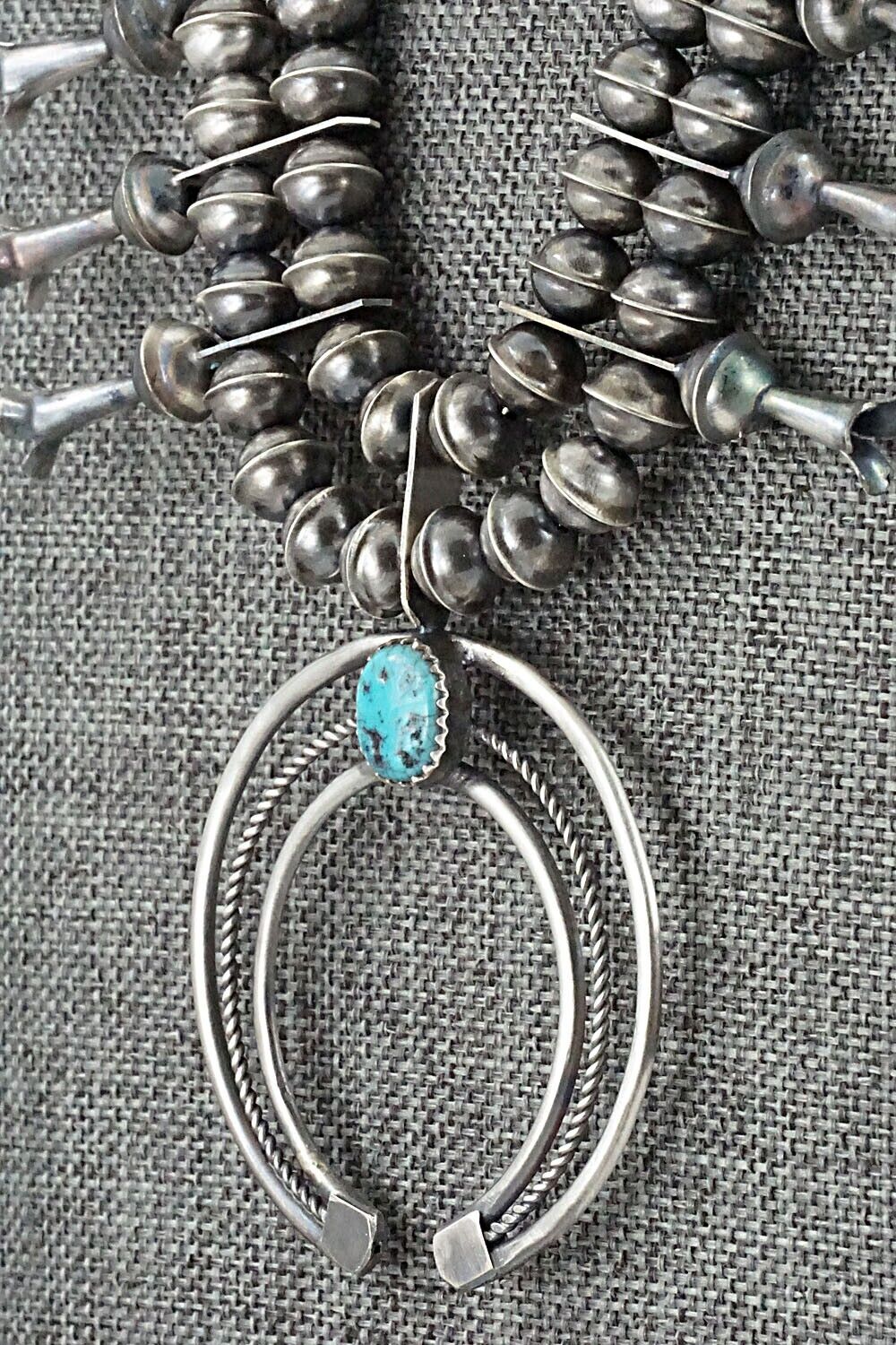 Turquoise & Sterling Silver Squash Blossom Set - Phil Garcia
