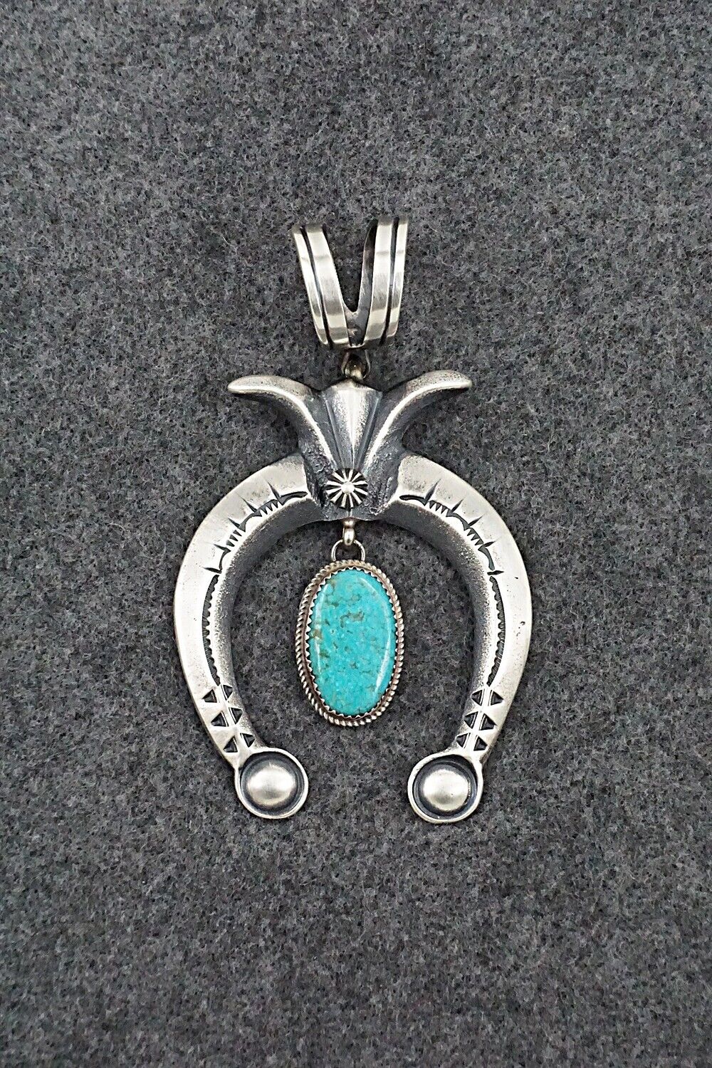 Turquoise & Sterling Silver Pendant - Martha Cayatineto