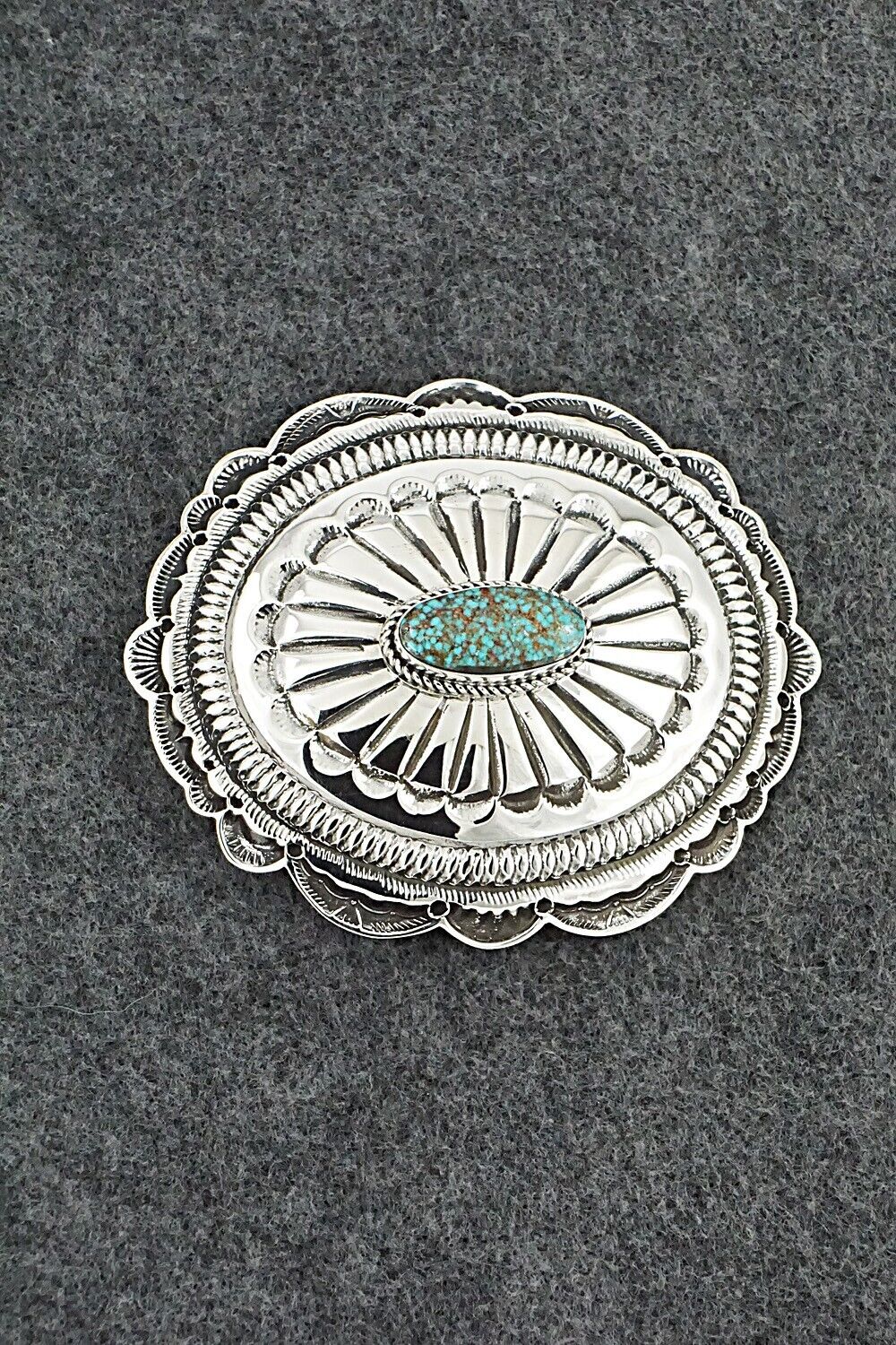 Turquoise & Sterling Silver Belt Buckle - Leonard Maloney