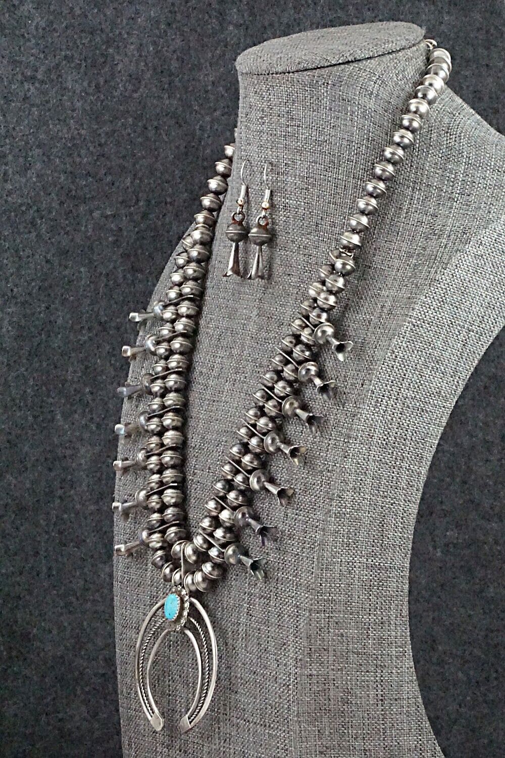 Turquoise & Sterling Silver Squash Blossom Set - Phil Garcia