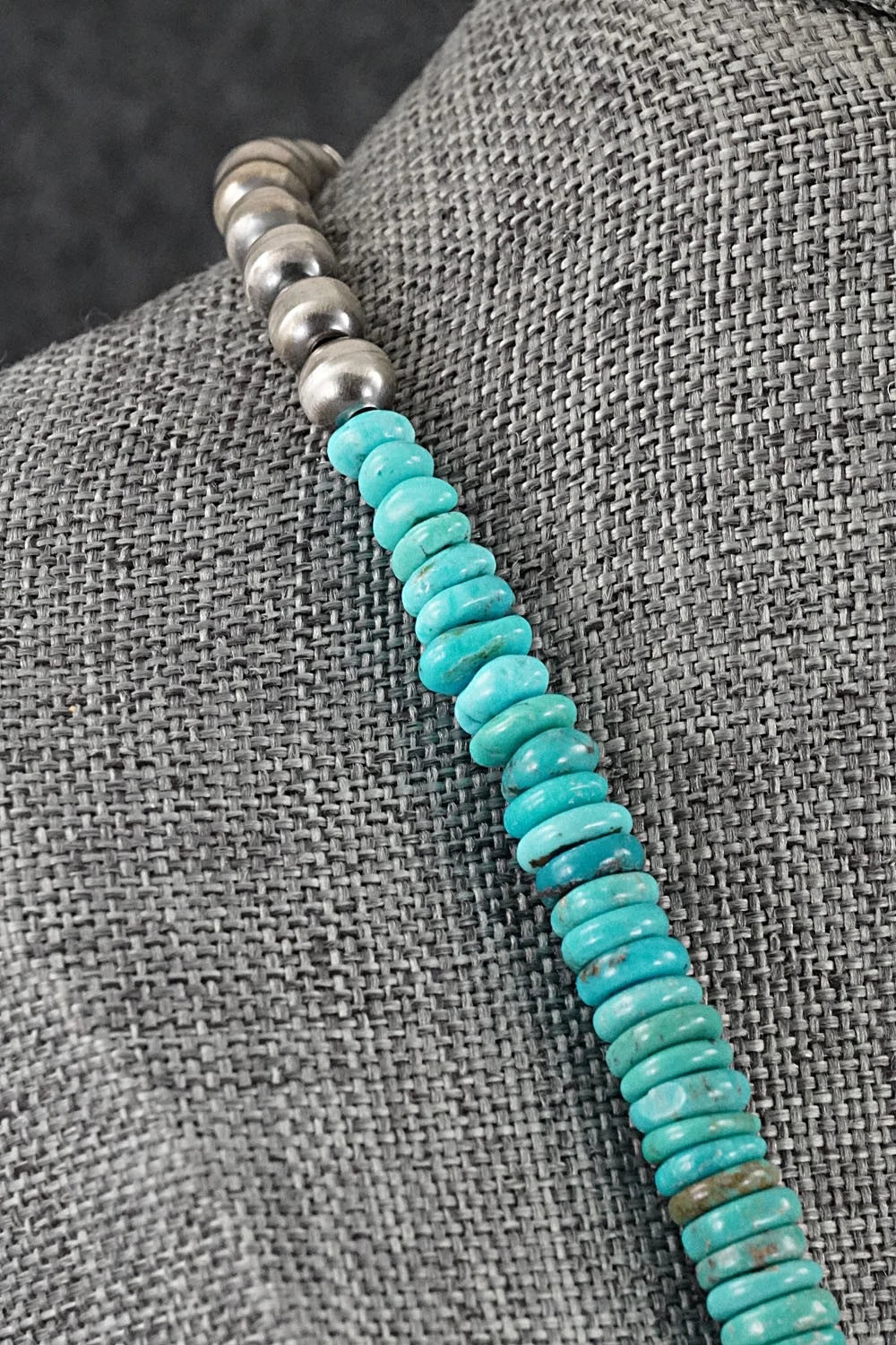 Turquoise & Sterling Silver Necklace 22" - Doreen Jake