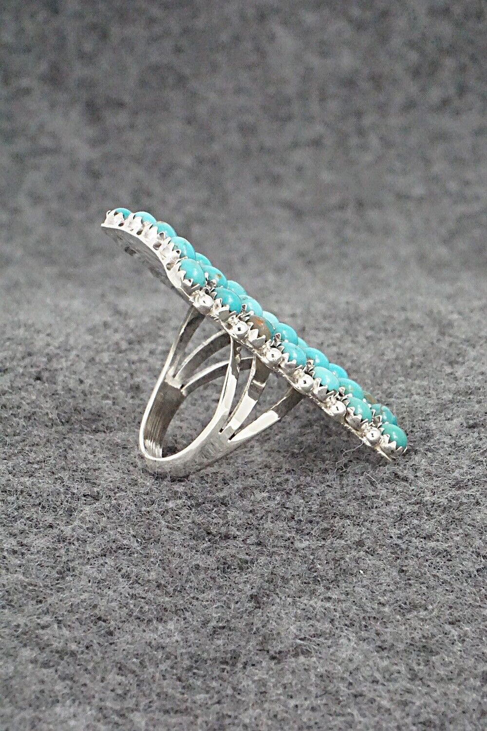 Turquoise & Sterling Silver Ring - Kenny Lonjose - Size 6.75