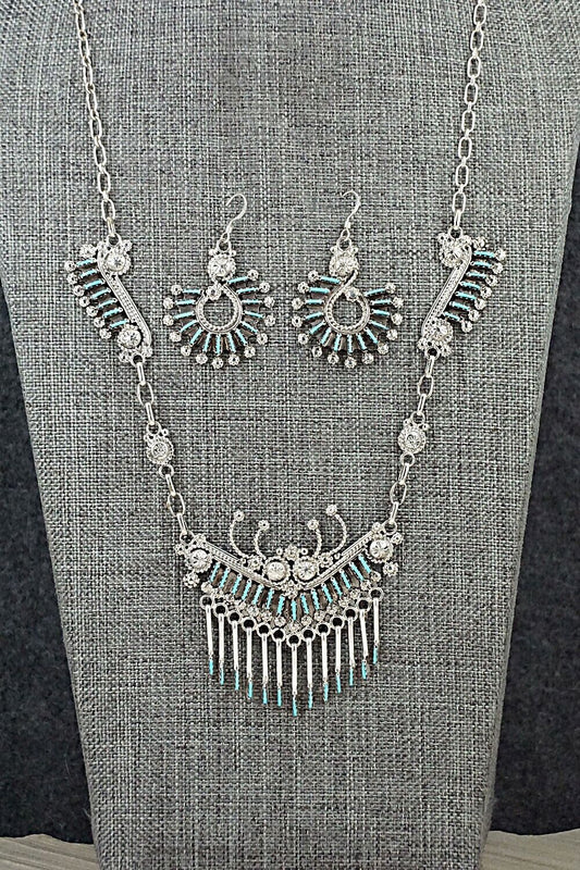 Turquoise & Sterling Silver Necklace Set - Kevin Leekity