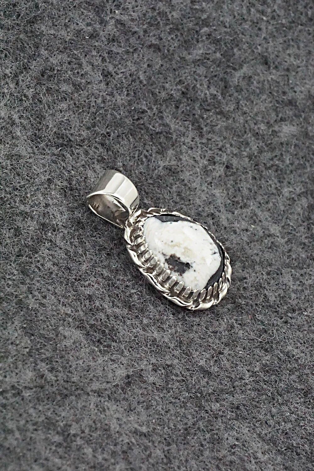 White Buffalo & Sterling Silver Pendant - Alvin Joe