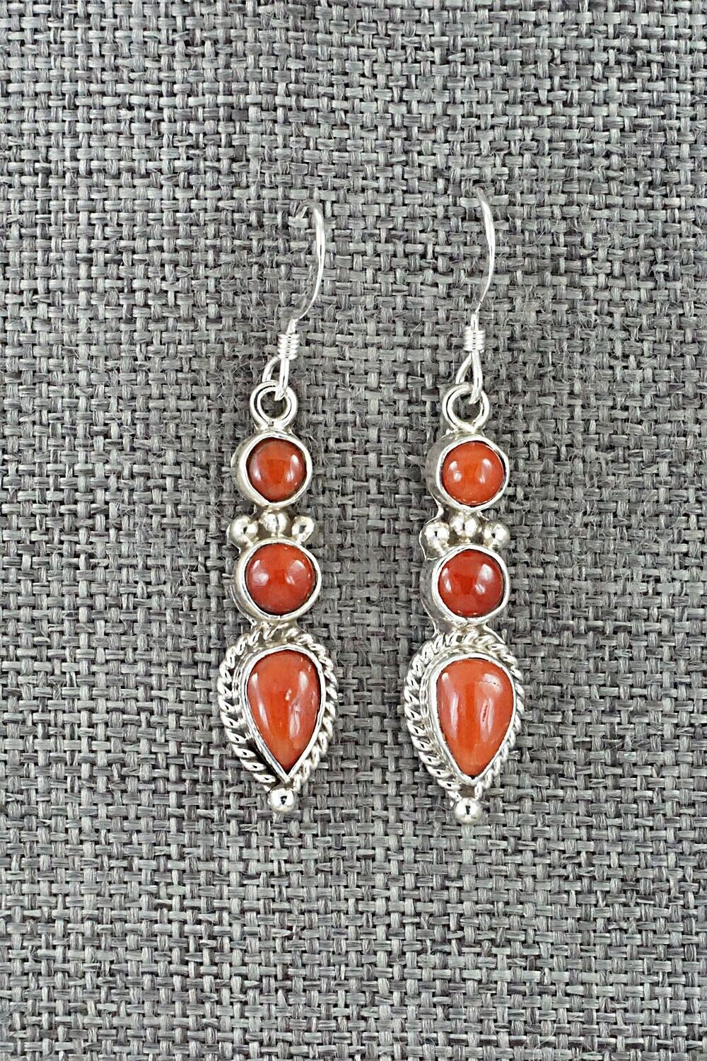 Coral & Sterling Silver Earrings - Verley Betone