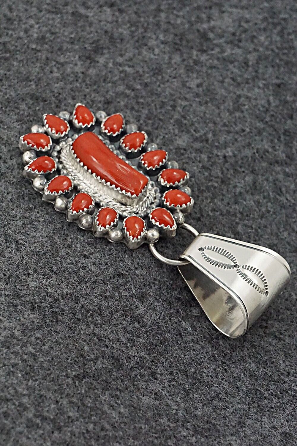 Coral & Sterling Silver Pendant - Tom Lewis