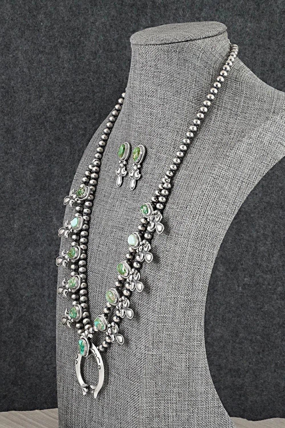 Turquoise & Sterling Silver Squash Blossom Set - Adrienne Gordon