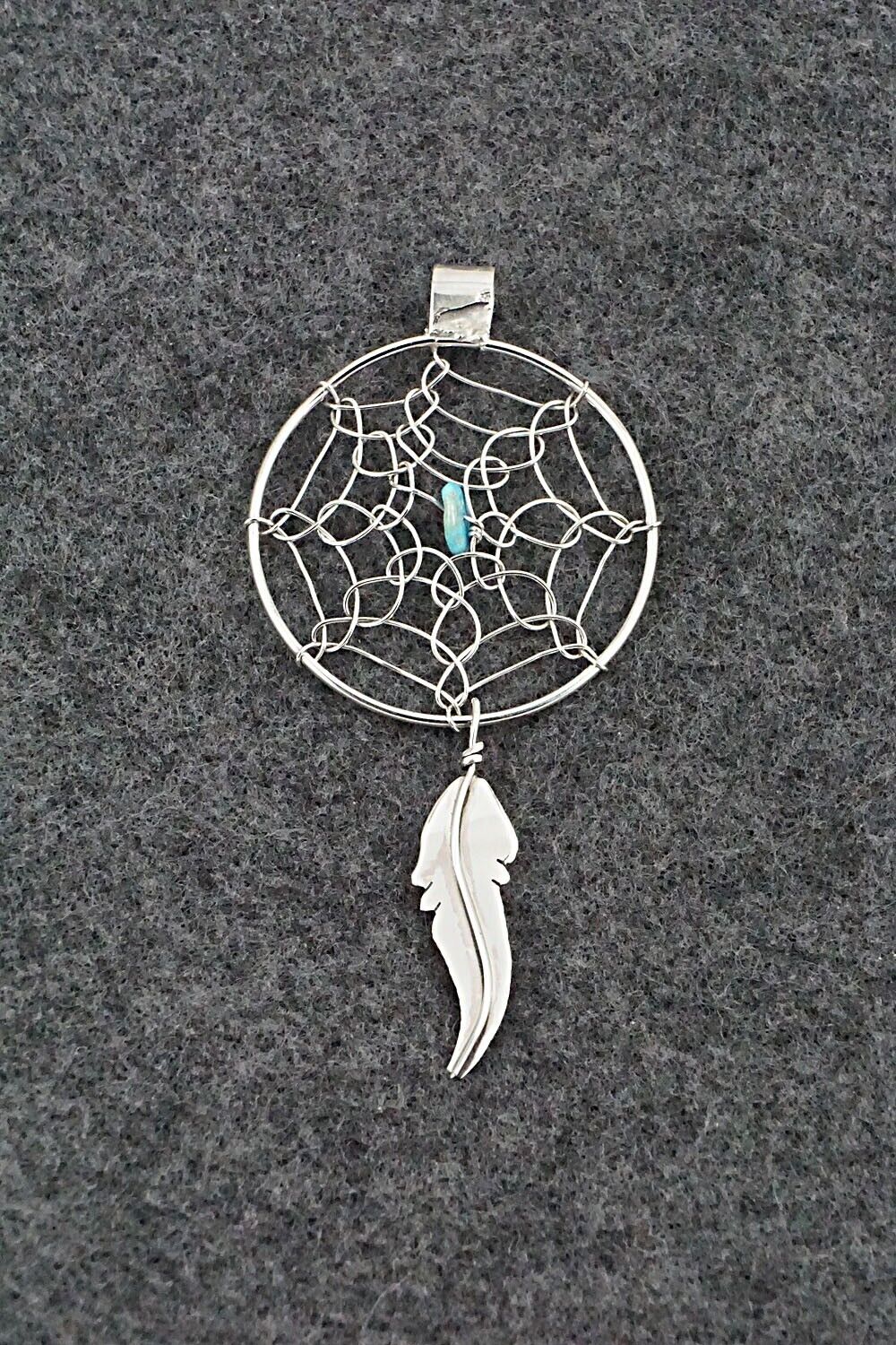 Turquoise and Sterling Silver Pendant - Lorenzo Arviso