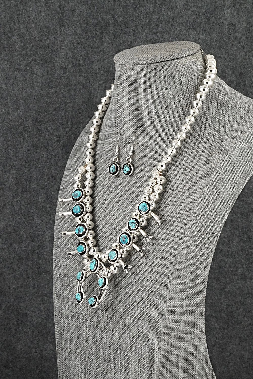 Turquoise & Sterling Silver Squash Blossom Set - Phil Garcia