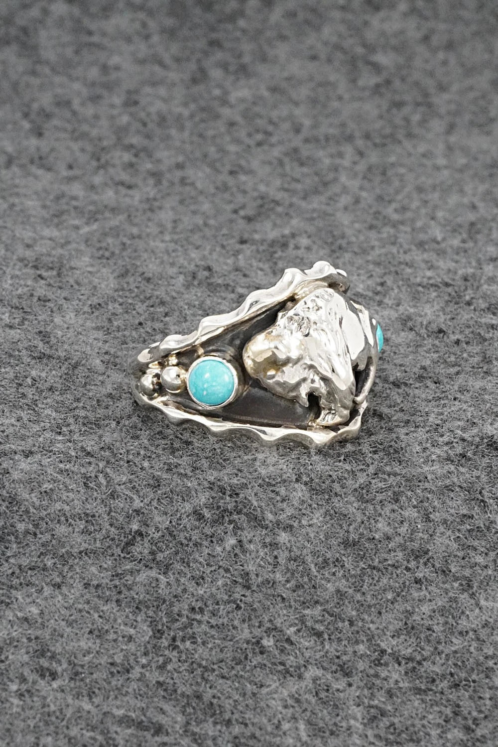 Turquoise & Sterling Silver Ring - Genevieve Francisco - Size 13