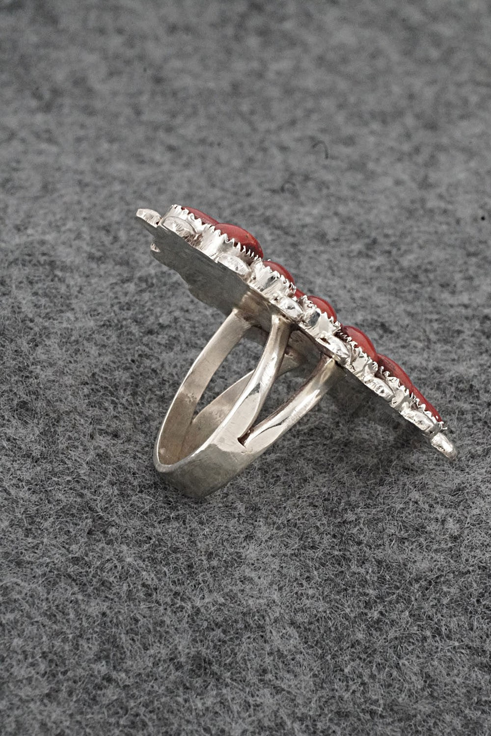 Coral & Sterling Silver Ring - Lorraine Waatsa - Size 8