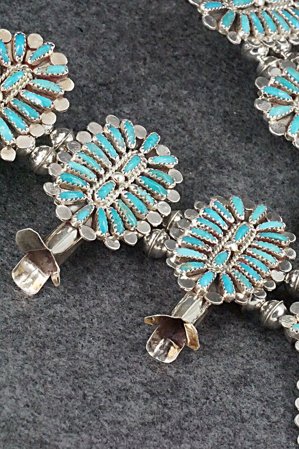 Turquoise & Sterling Silver Squash Blossom Set - Lavell Byjoe