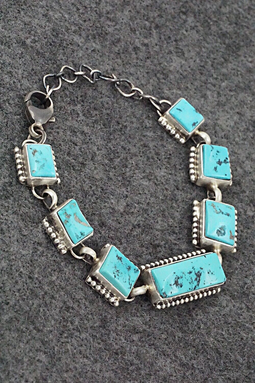 Turquoise & Sterling Silver Link Bracelet - Darrin Livingston