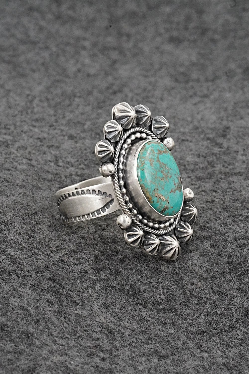 Turquoise & Sterling Silver Ring - Cordell Platero - Size Adjustable