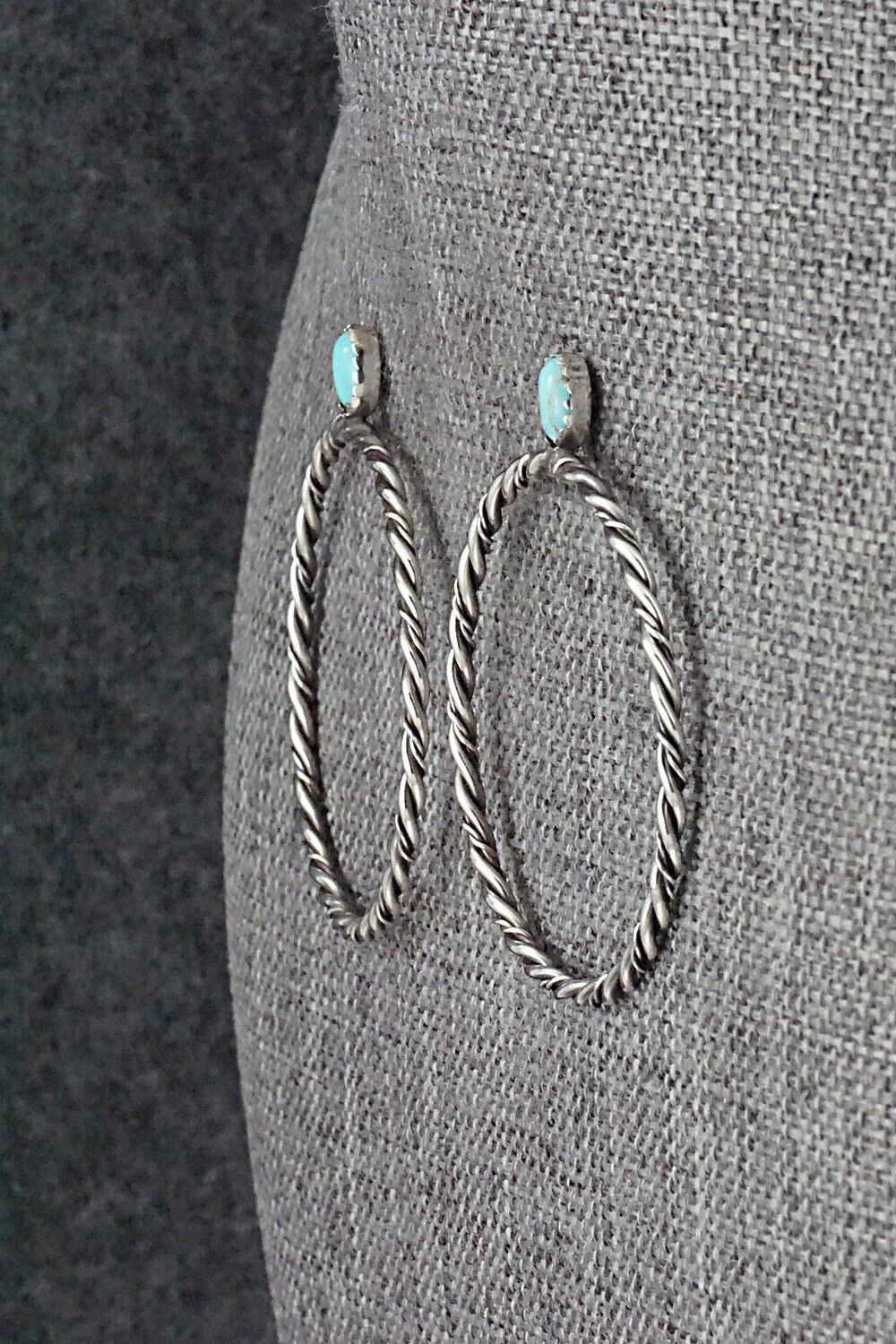 Turquoise & Sterling Silver Earrings - Nelson Leonard Jr.