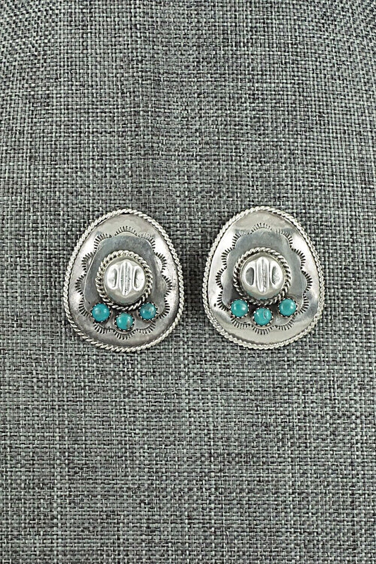 Turquoise & Sterling Silver Earrings - Bobby Platero