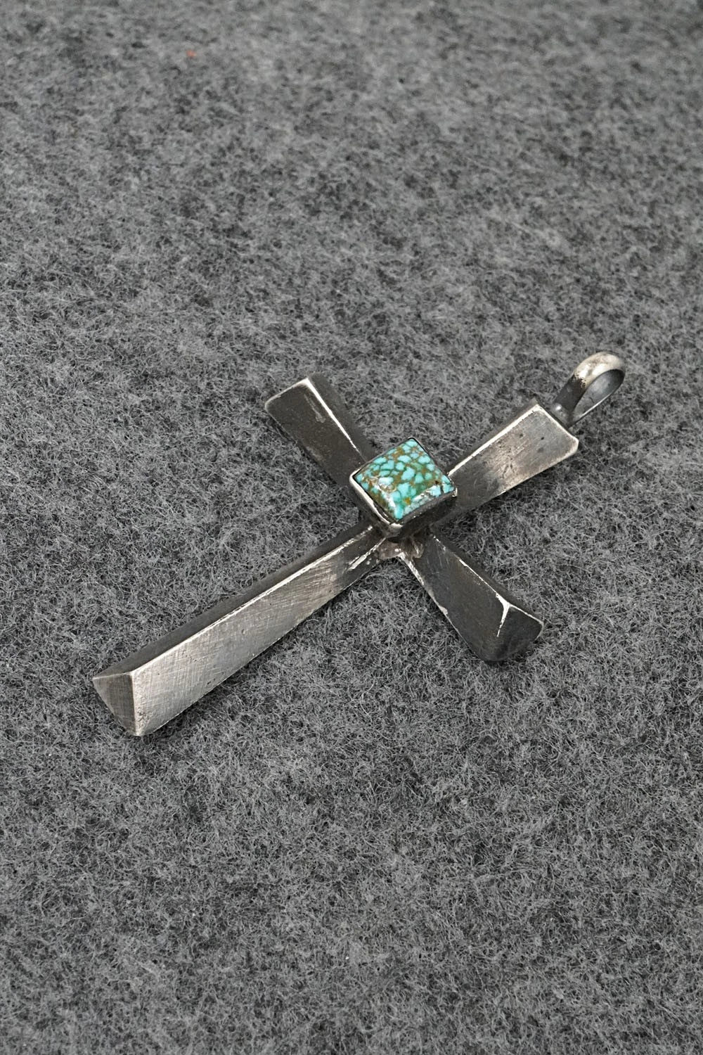 Turquoise & Sterling Silver Pendant - Raymond Bitsoi