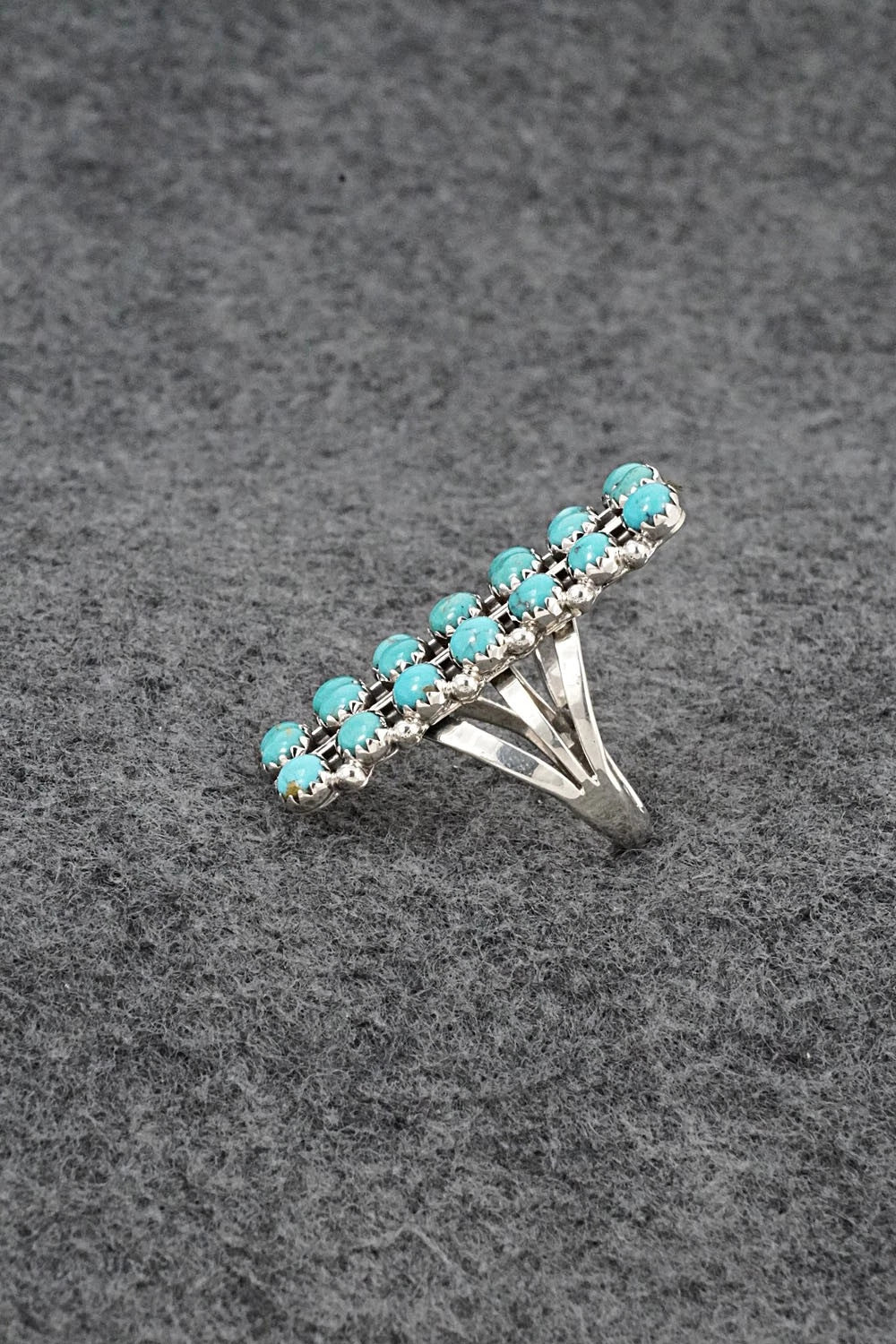Turquoise & Sterling Silver Ring - Kenny Lonjose - Size 6.75