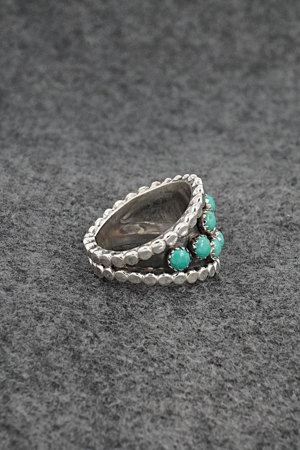 Turquoise & Sterling Silver Ring - Kenny Lonjose - Size 9