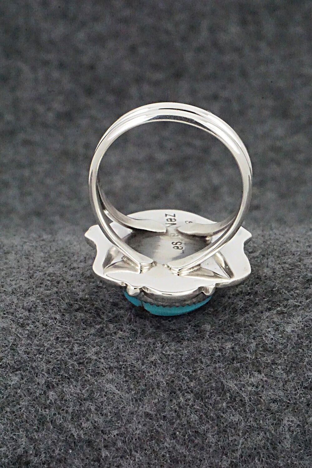 Turquoise & Sterling Silver Ring - Leslie Nez - Size 11