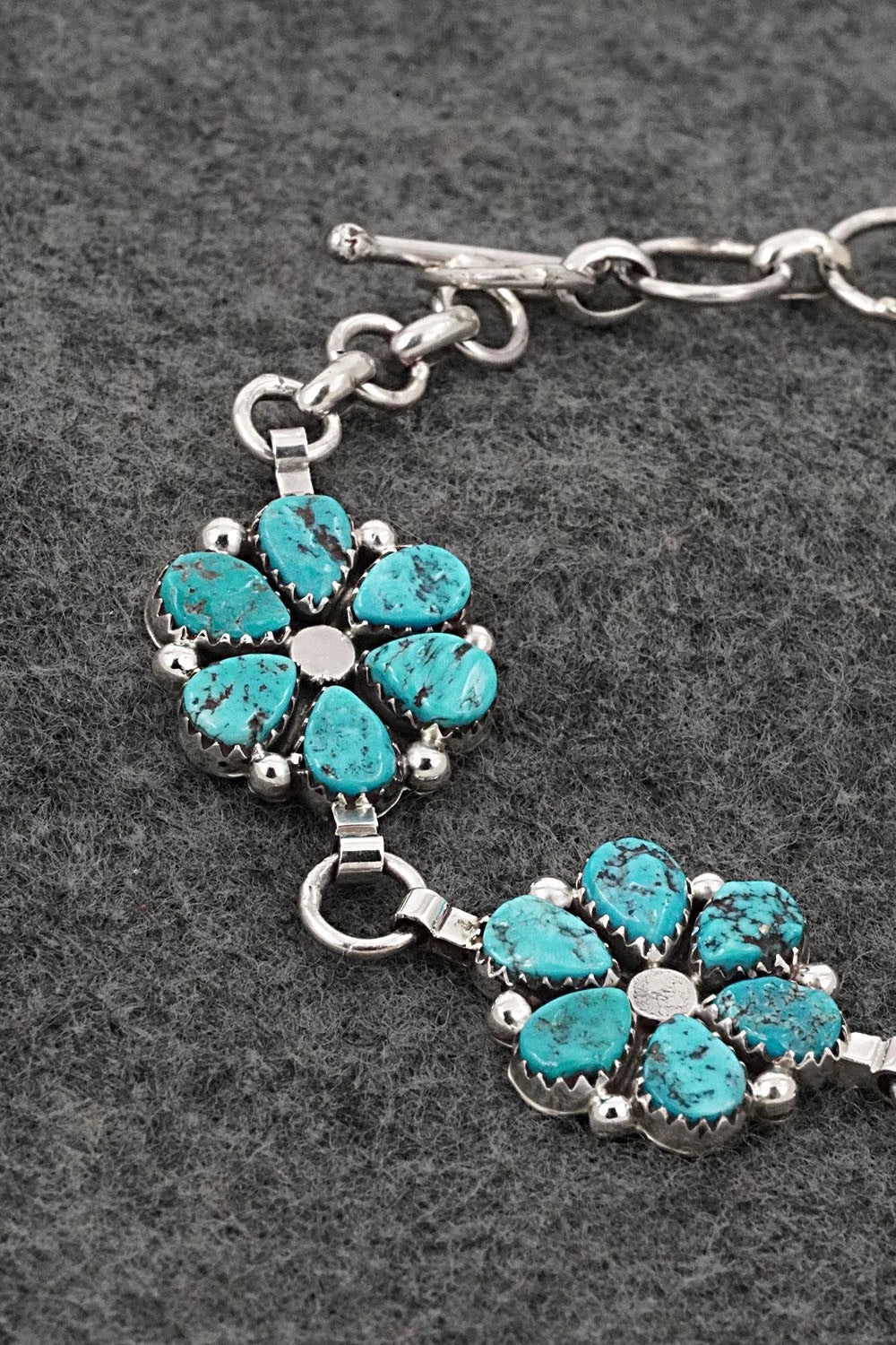 Turquoise & Sterling Silver Link Bracelet - Anthony Brown