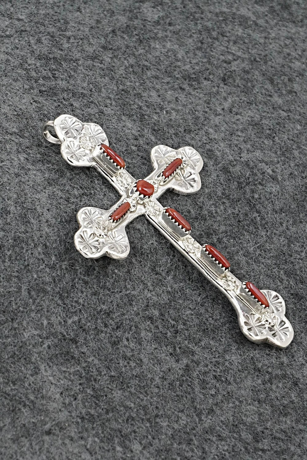 Coral & Sterling Silver Pendant - Murray Hannaweeka