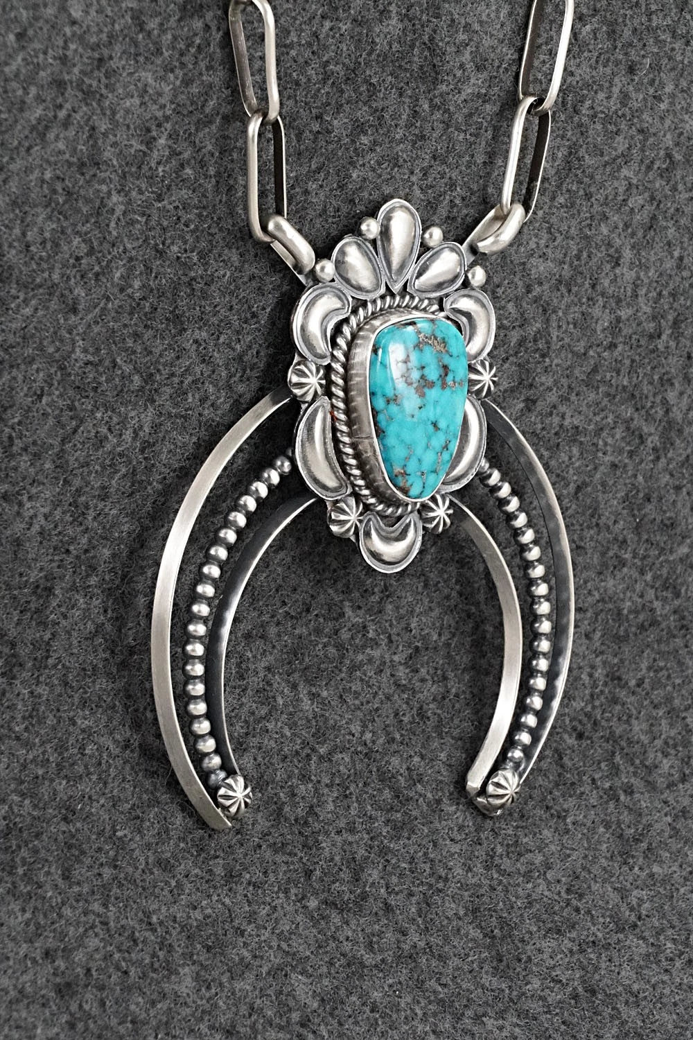 Turquoise & Sterling Silver Necklace - Raymond Delgarito