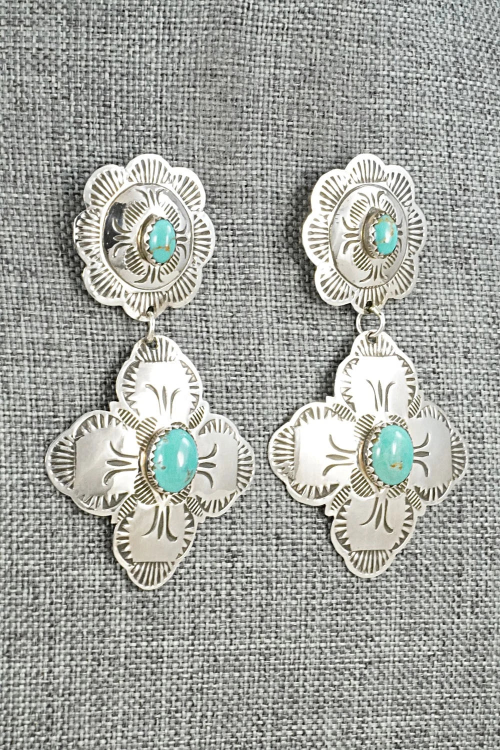 Turquoise & Sterling Silver Earrings - Bertha Begay