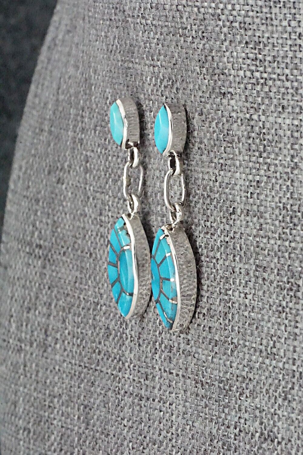 Turquoise & Sterling Silver Earrings - Eldrick Seoatwa
