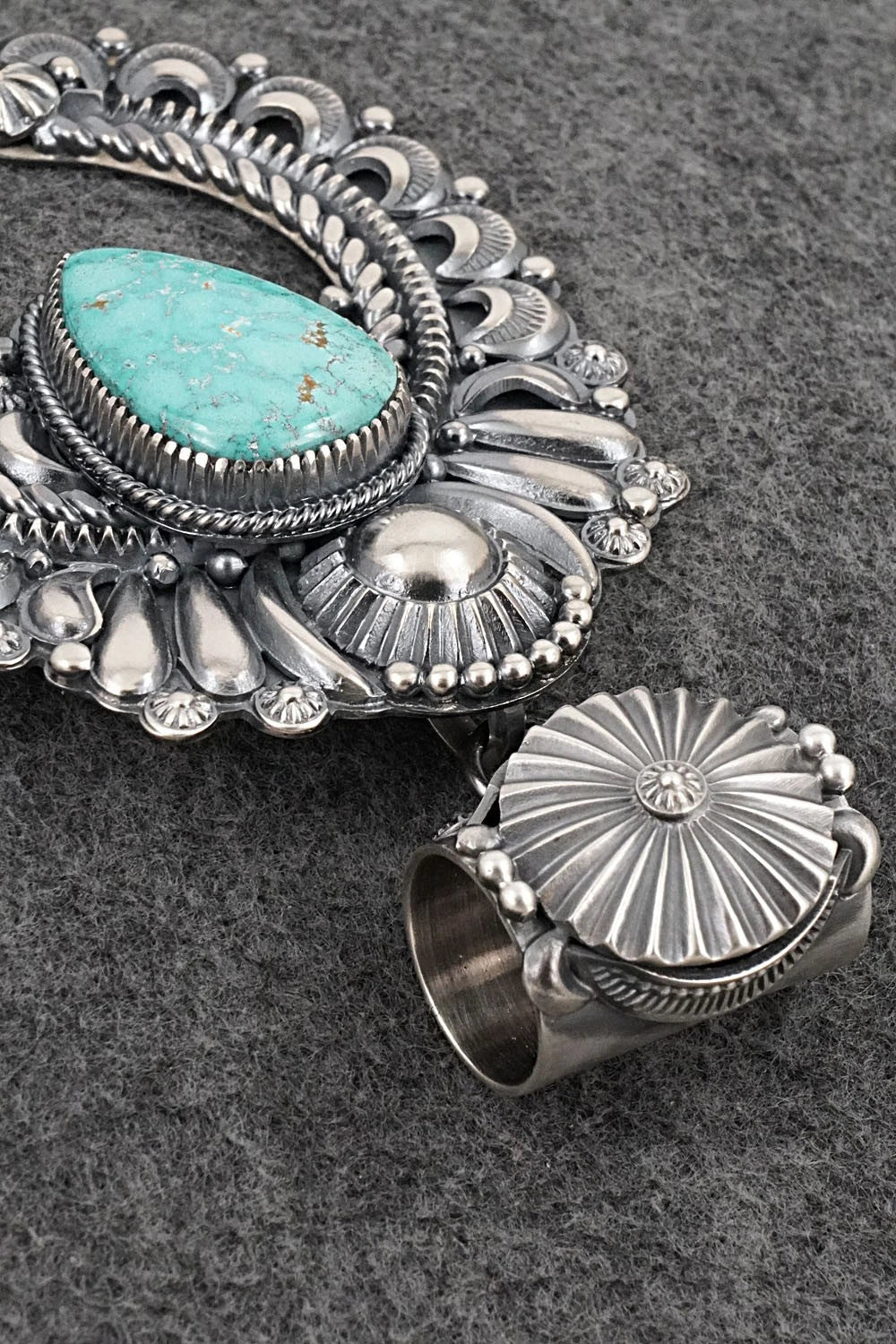 Turquoise & Sterling Silver Naja Pendant - Delbert Gordon