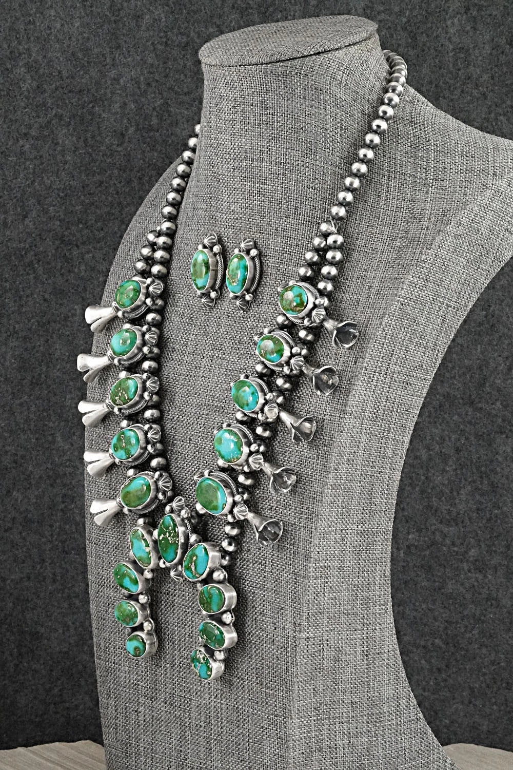 Turquoise & Sterling Silver Squash Blossom Set - Bob Becenti