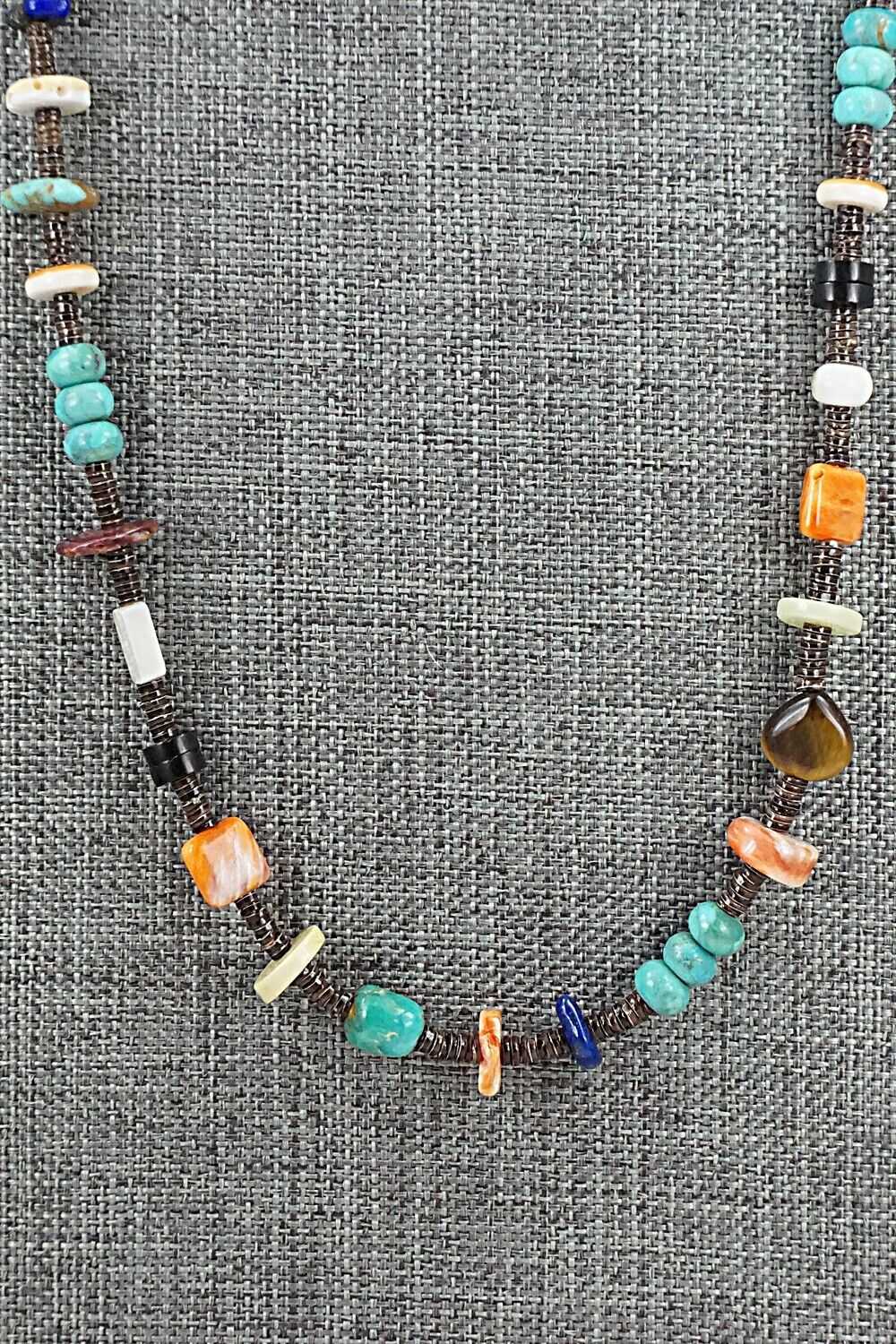 Multi-Stone & Sterling Silver Necklace 28" - Helen Tsosie