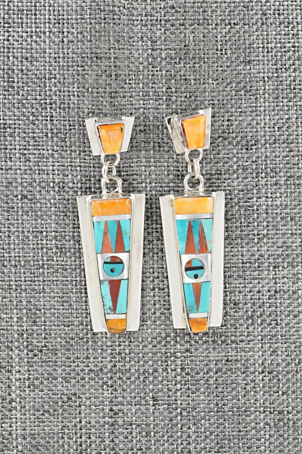 Multi-Stone & Sterling Silver Inlay Earrings - Rayland Edaakie