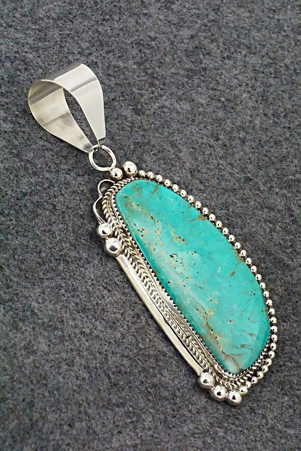 Turquoise and Sterling Silver Pendant - Leslie Nez