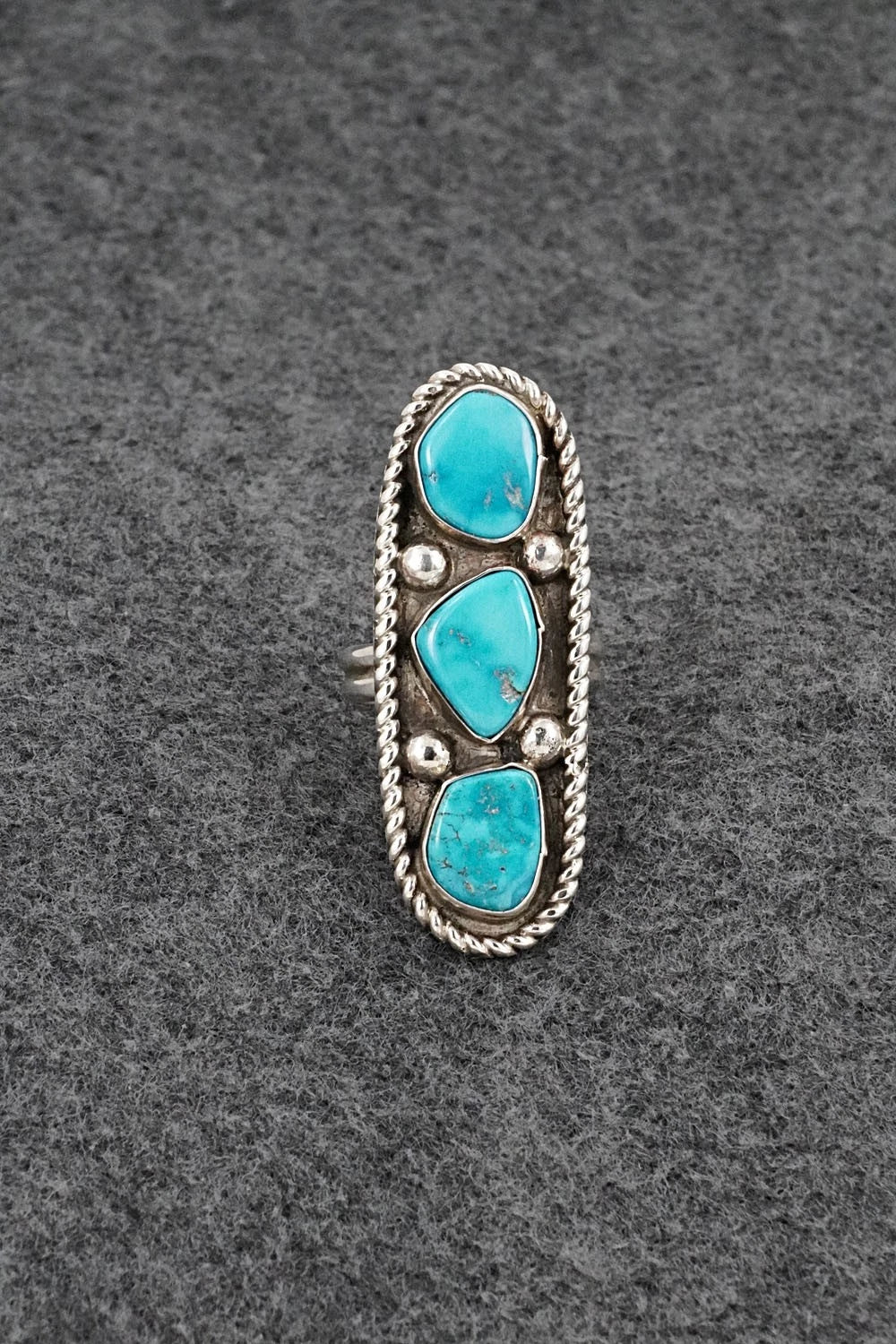 Turquoise & Sterling Silver Ring - Priscilla Reeder - Size 7.5