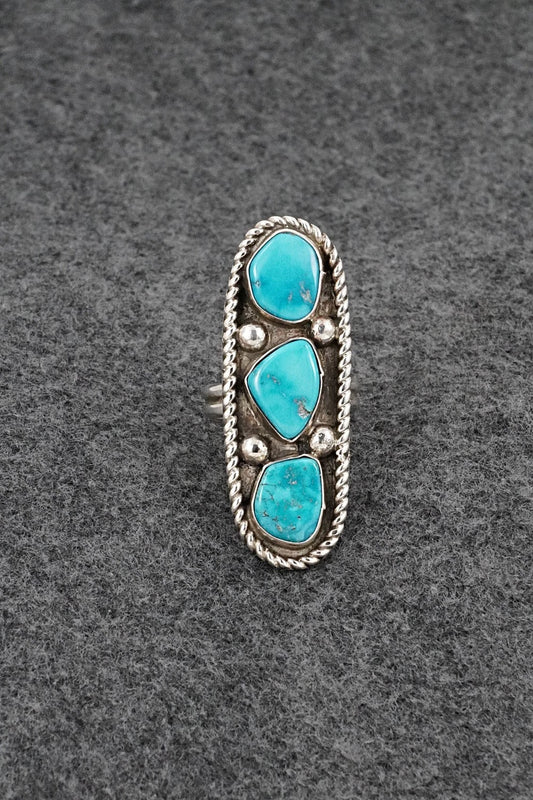 Turquoise & Sterling Silver Ring - Priscilla Reeder - Size 7.5