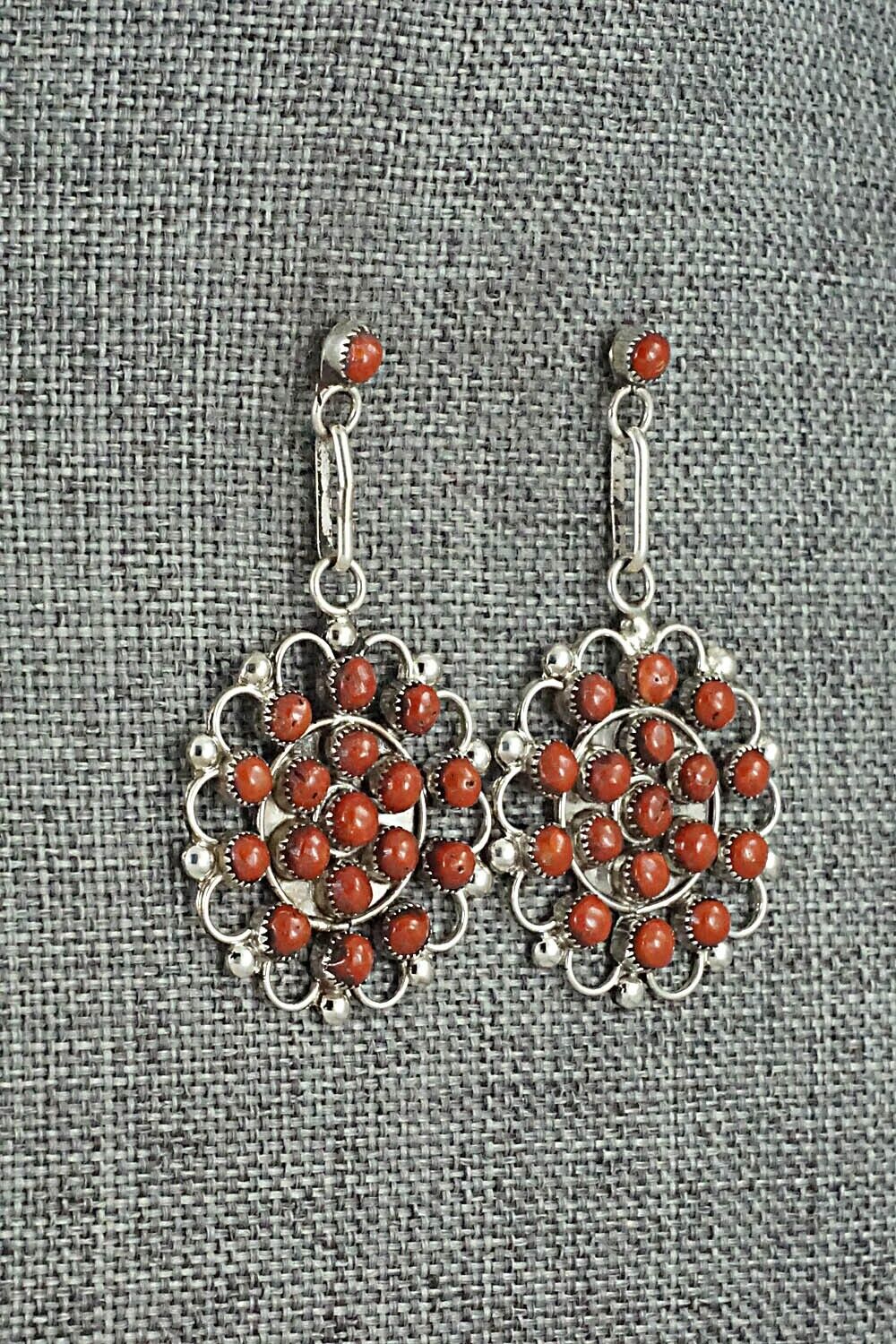 Coral & Sterling Silver Earrings - Yvette Kaamasee