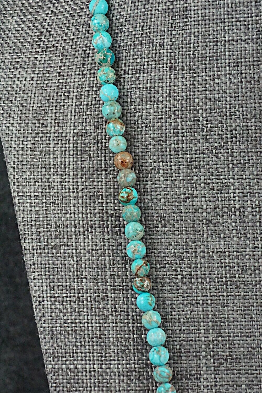 Turquoise, Shell & Sterling Silver Necklace 24" - Ramona Calavaza