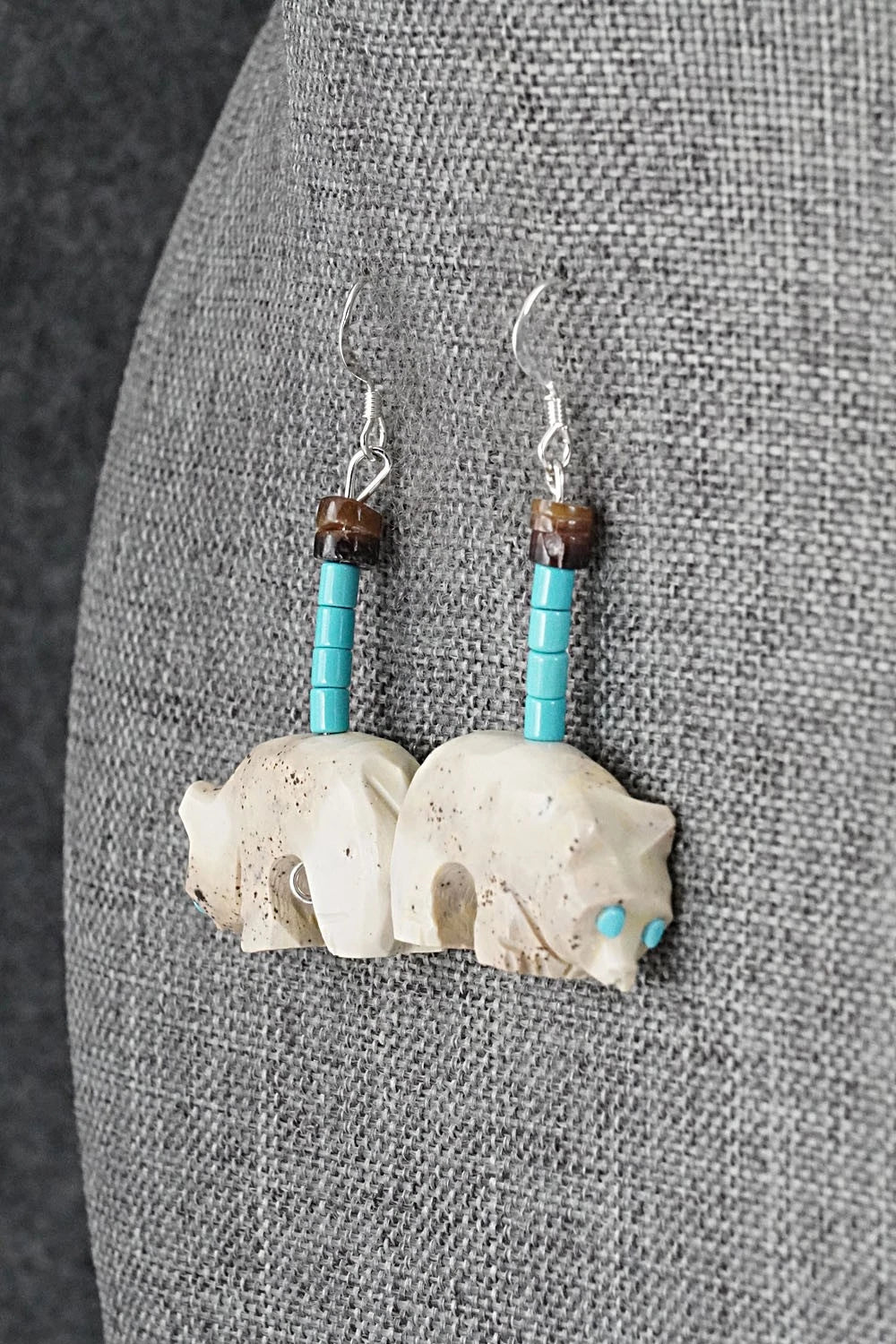 Multi-Stone Bear Fetish & Sterling Silver Necklace Set - Dannette Laate