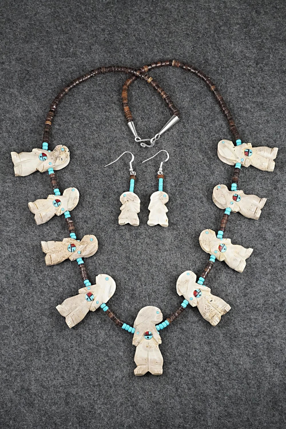 Multi-Stone Rabbit Fetish & Sterling Silver Necklace Set - Dannette Laate