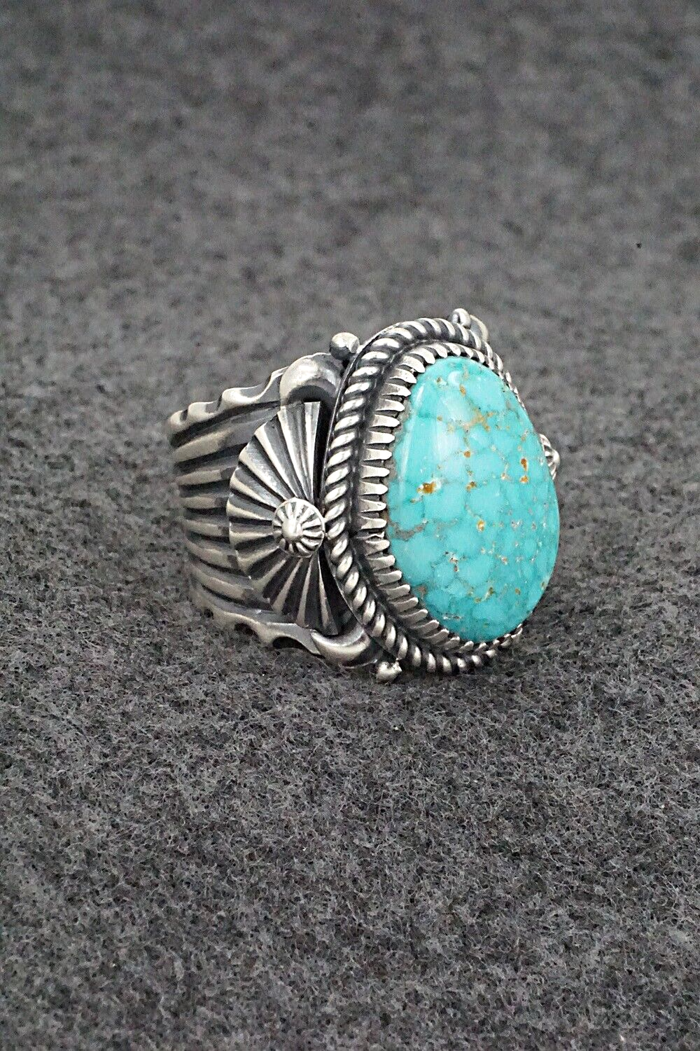 Turquoise & Sterling Silver Ring - Delbert Gordon - Size 11.5