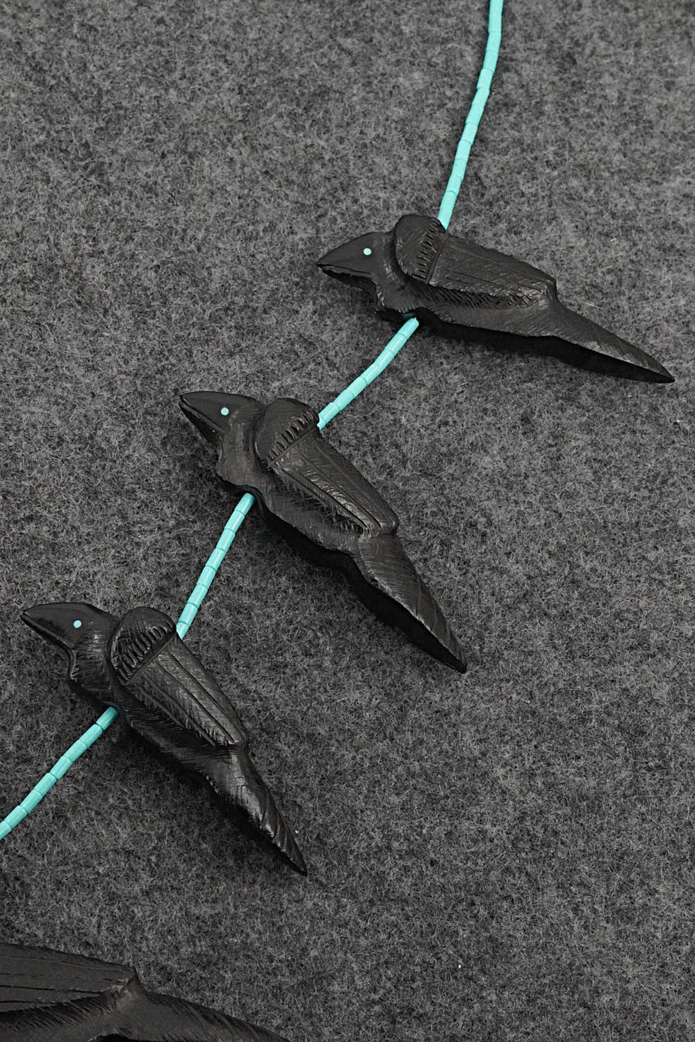 Turquoise & Jet Necklace and Earrings Set - Herb Halate
