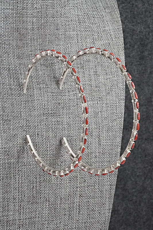 Coral & Sterling Silver Earrings - Aurelia Hughte