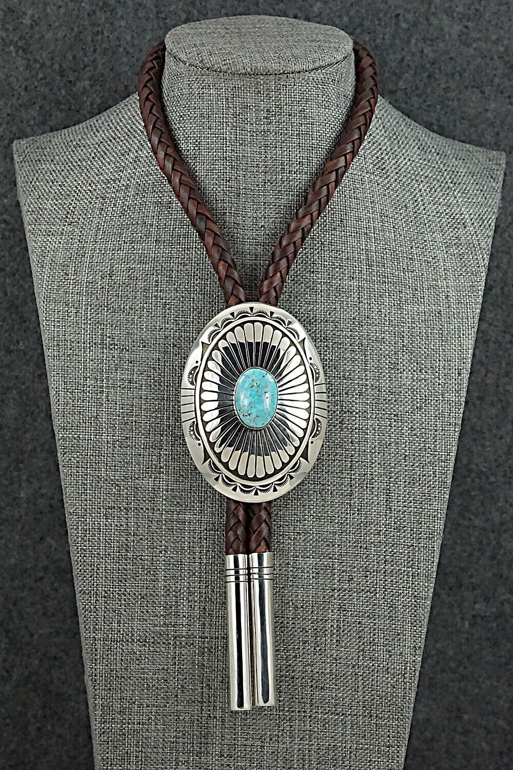 Turquoise & Sterling Silver Bolo Tie - Charlie John