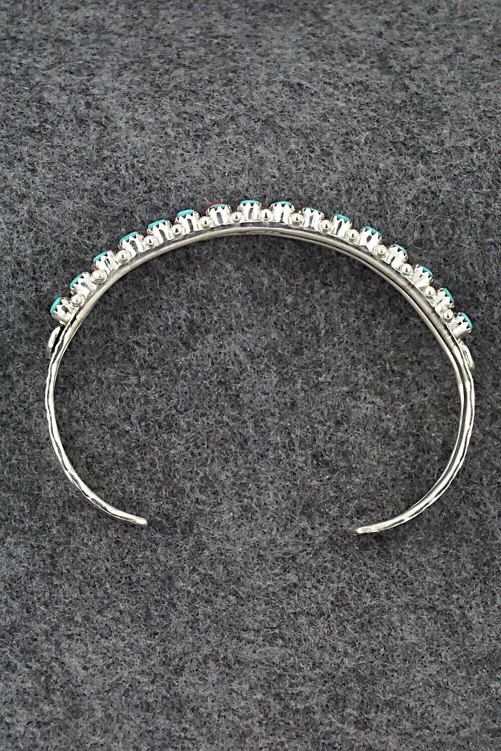 Turquoise, Coral & Sterling Silver Bracelet - Murray Hannaweeka