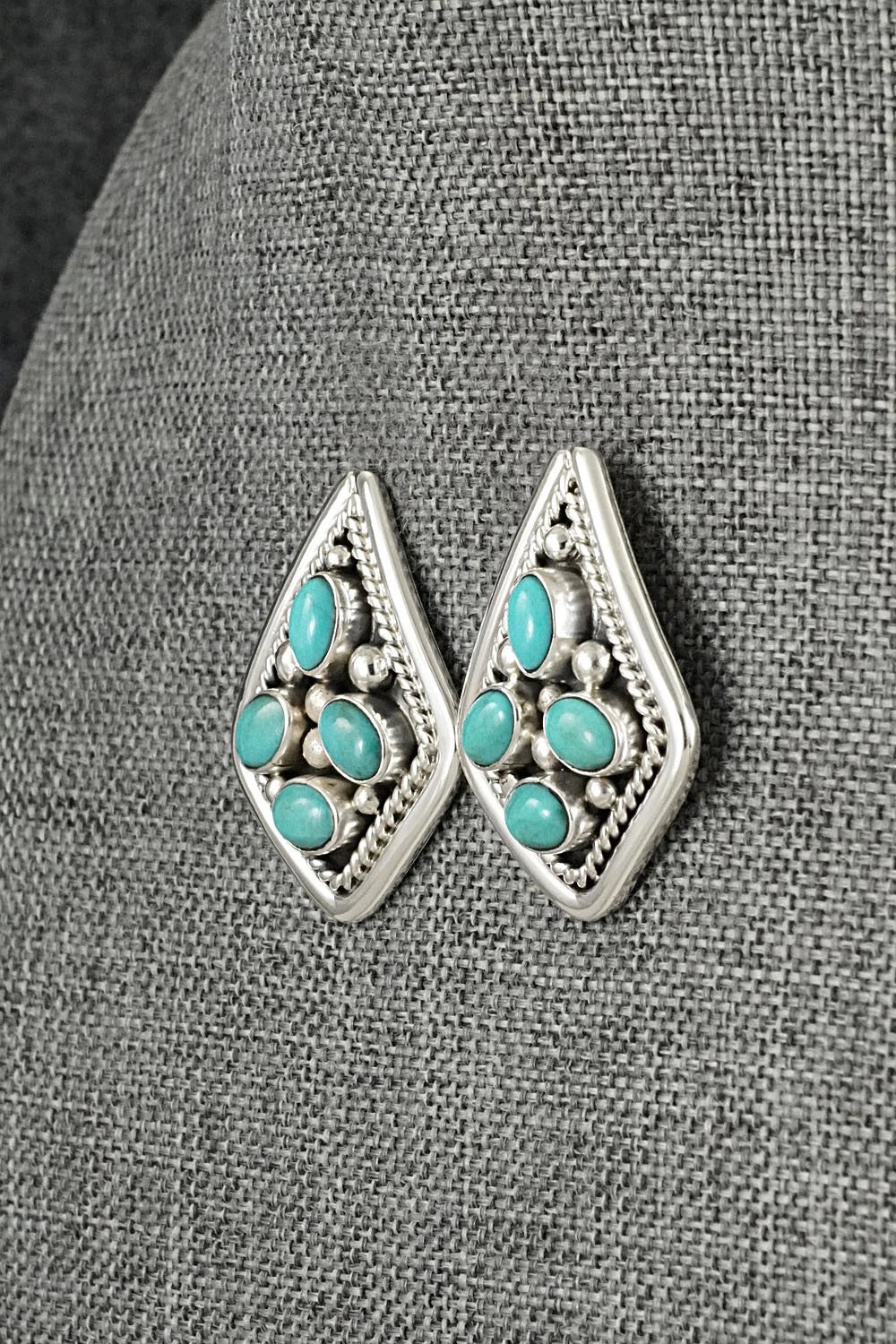 Turquoise & Sterling Silver Earrings - Chester Charley