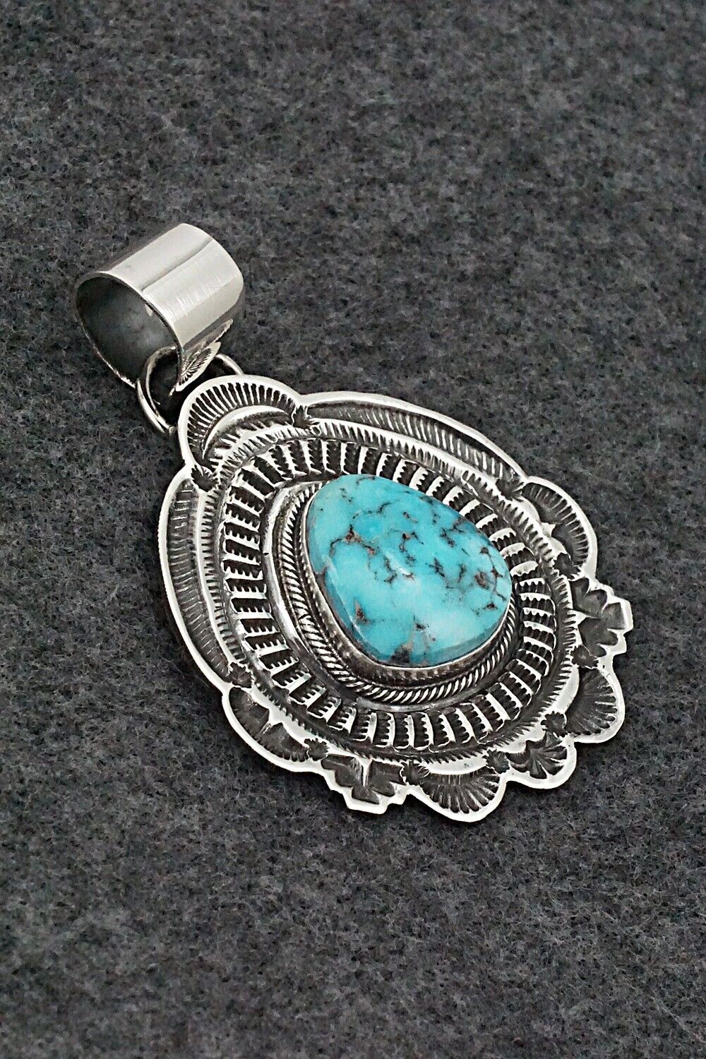 Turquoise & Sterling Silver Pendant - Leonard Maloney