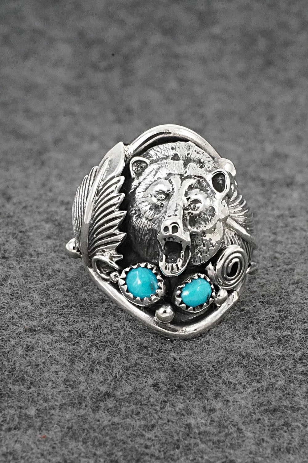 Turquoise & Sterling Silver Ring - Darrell Morgan - Size 10.5
