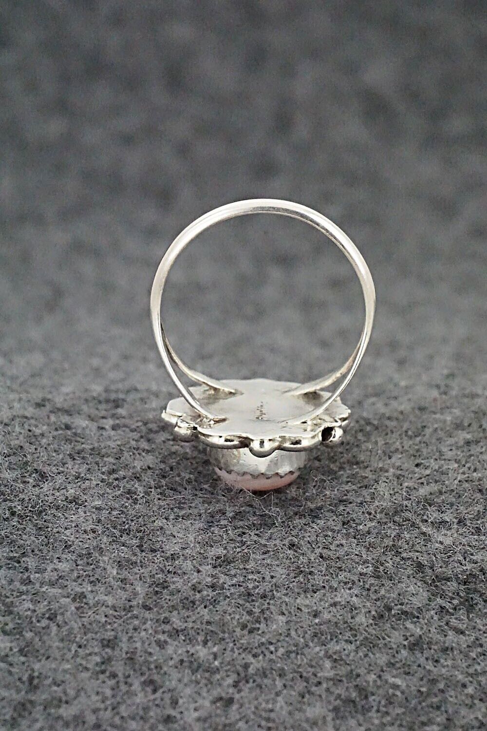 Pink Conch Shell & Sterling Silver Ring - Freda Martinez - Size 7