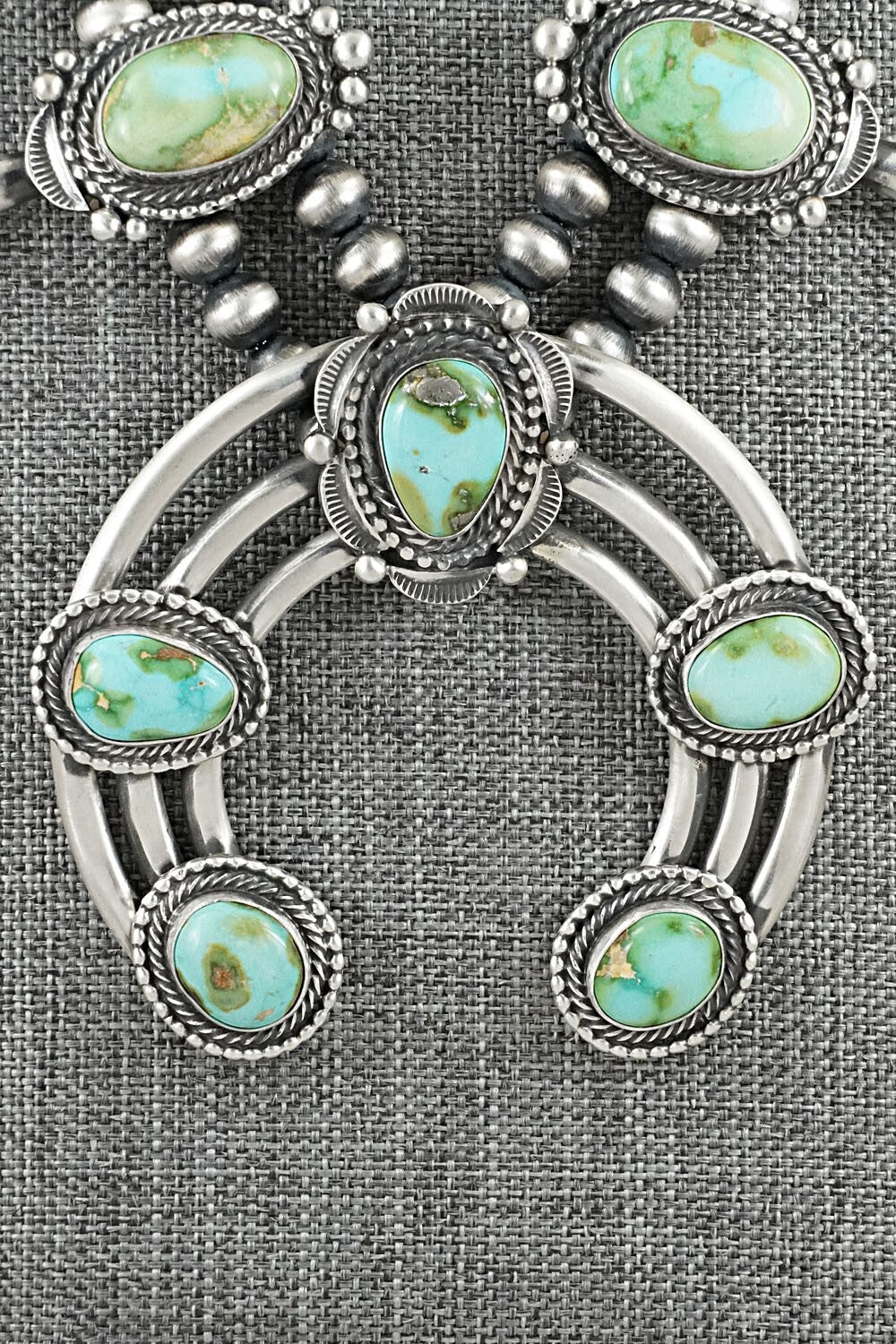 Turquoise & Sterling Silver Squash Blossom Set - Tom Lewis